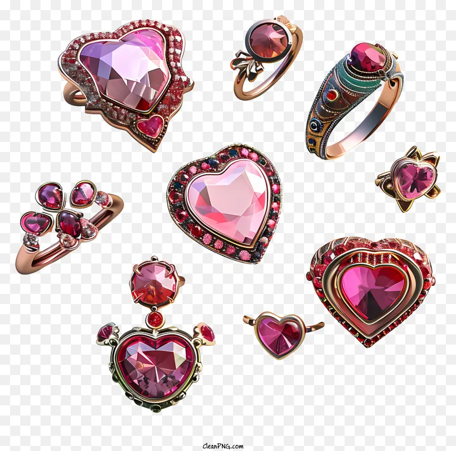 مجوهرات يوم عيد الحب，حلقات على شكل قلب PNG