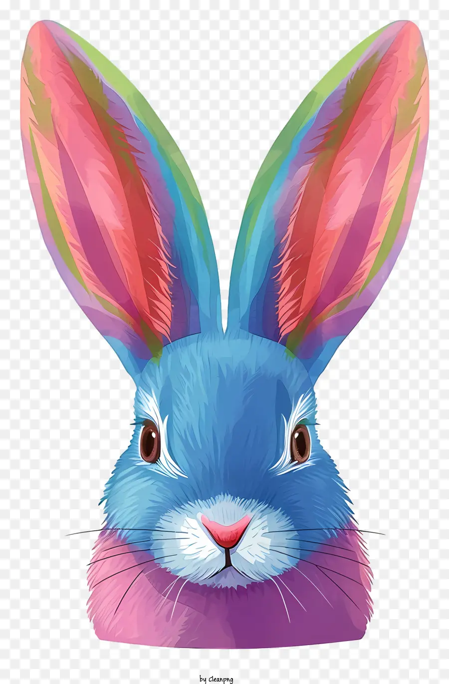 آذان الأرنب بالألوان المائية，أرنب ملون PNG