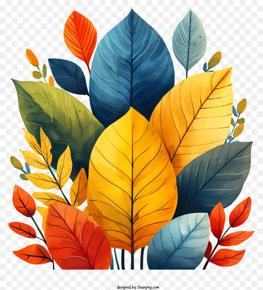 أوراق الخريف，الرسم بالألوان المائية PNG