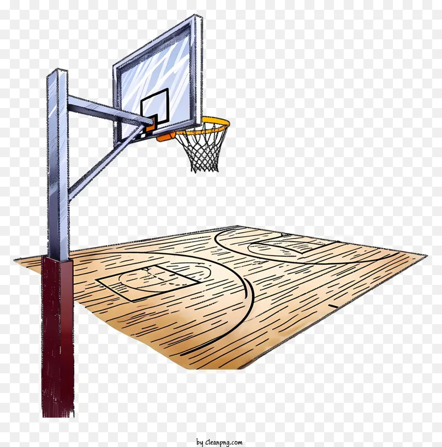 ملعب كرة السلة المرسومة باليد，كرة السلة المحكمة PNG