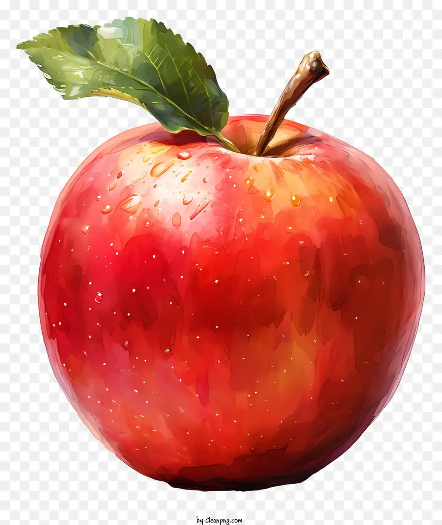 التفاح الأحمر，ورقة خضراء PNG