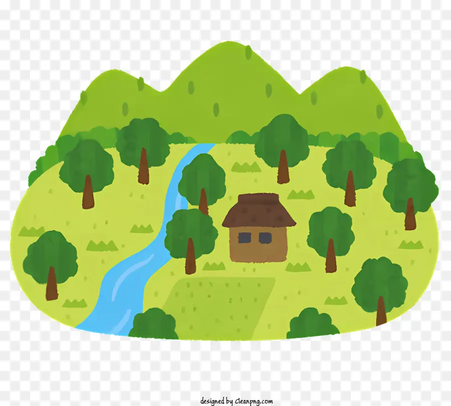منزل خشبي，الغابات الخضراء PNG