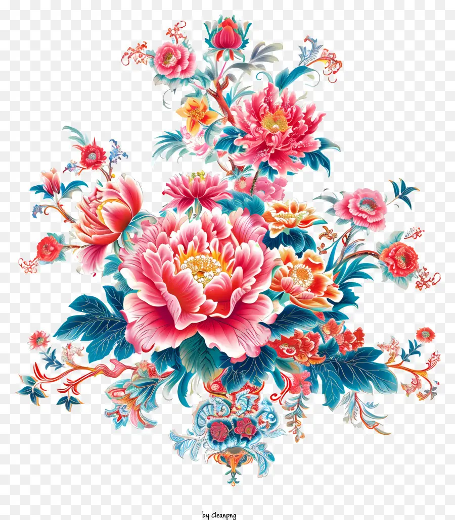 فن زهرة السنة الصينية الجديدة，ترتيب الأزهار PNG