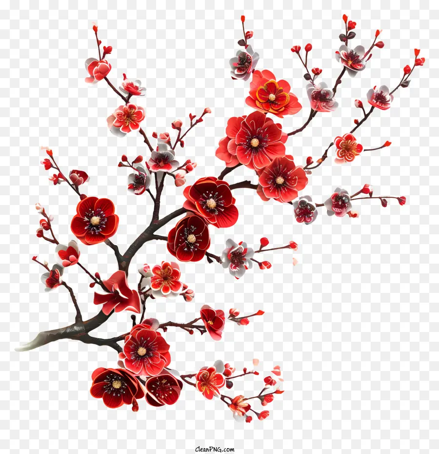 فن زهرة السنة الصينية الجديدة，أزهار الكرز PNG