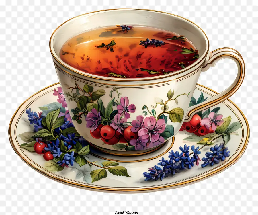 كأس الشاي，كوب الشاي الأزهار PNG