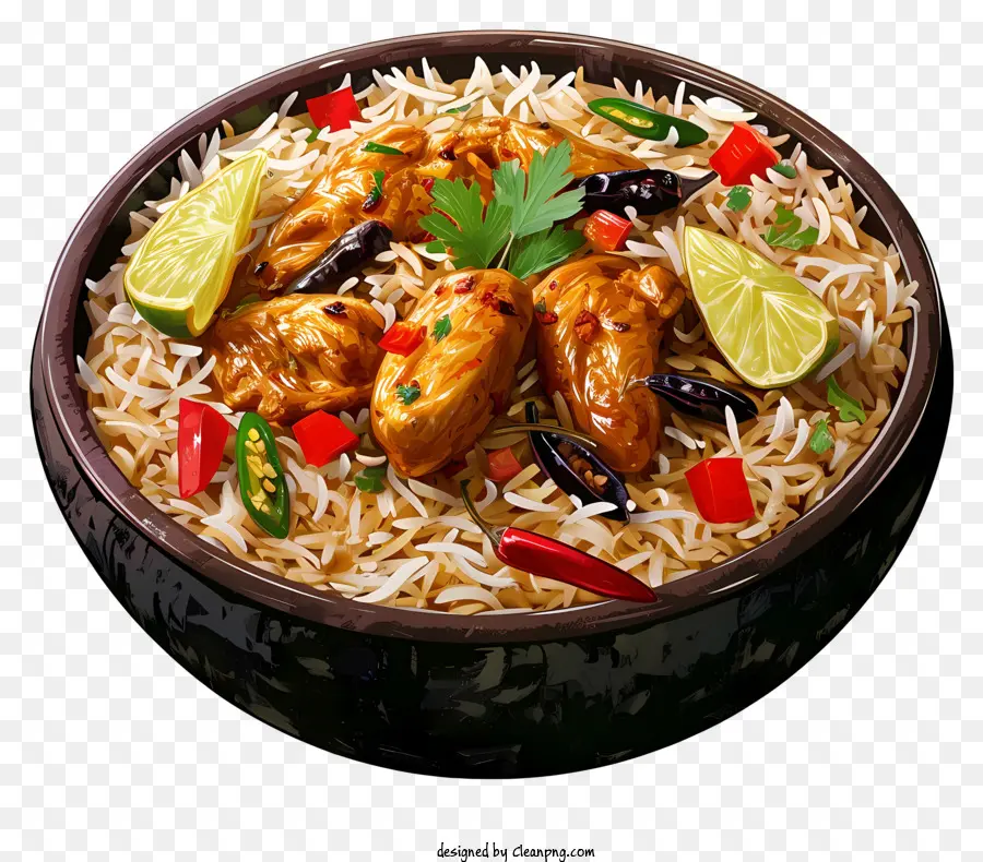 دهانات متعددة الألوان الدجاج البرياني，الأرز المقلي PNG