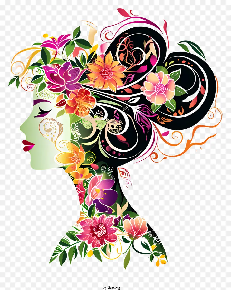 يوم المرأة，تصميم الوجه الأزهار PNG