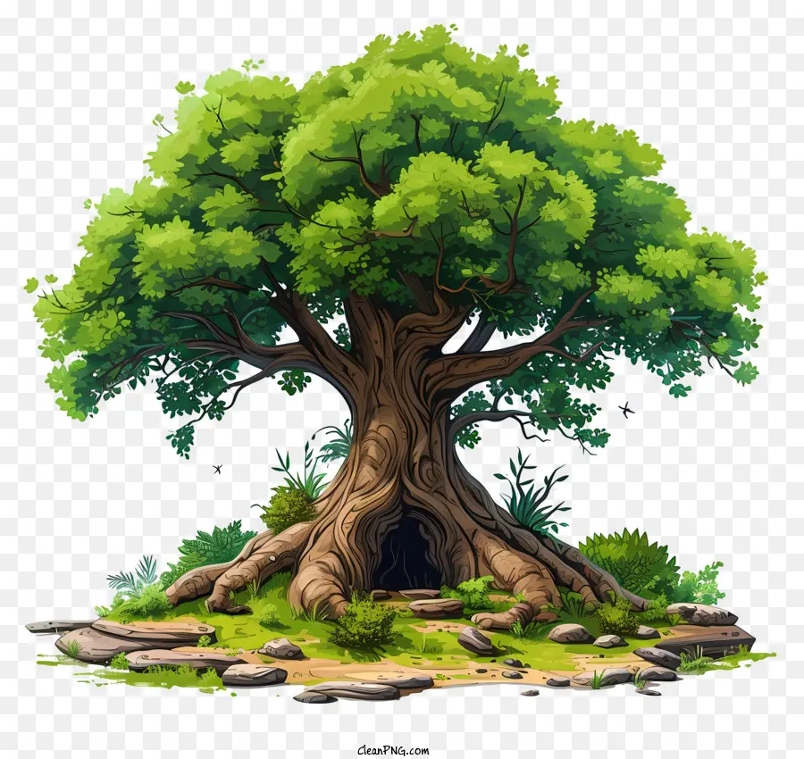 شجرة مرسومة باليد，شجرة خضراء PNG