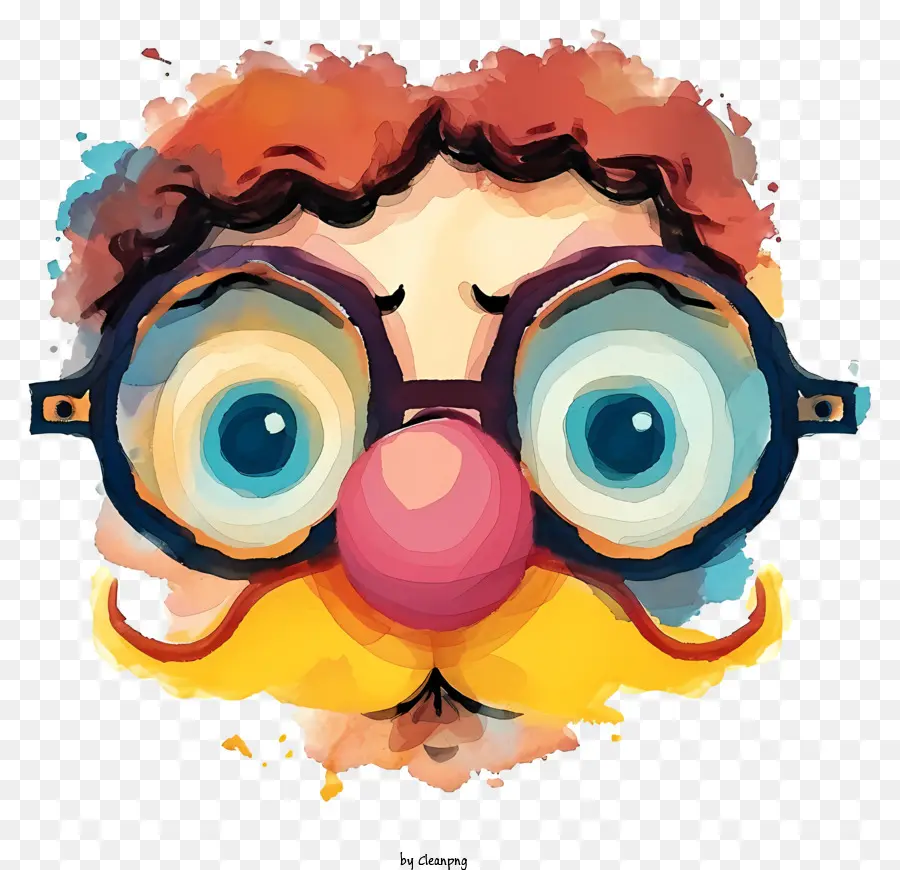 ألوان مائية مضحكة نظارات الأنف Groucho，المهرج PNG
