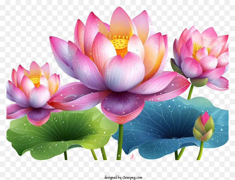 الدهانات متعددة الألوان لوتس زهرة，زهور اللوتس الوردي PNG