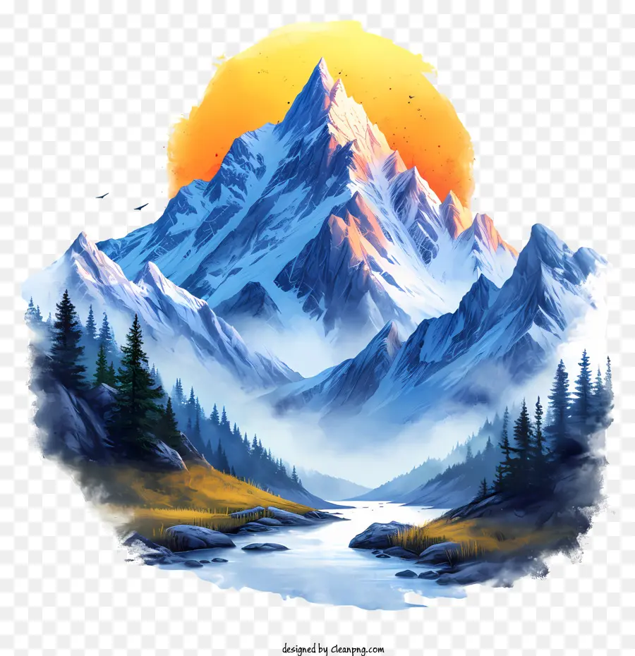 الكرتون الجبال，اللوحة الجبلية PNG