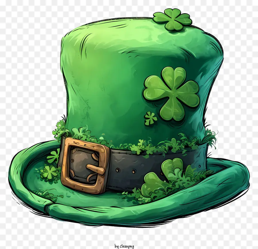 قبعة St Patty على شكل رسومات الشعار المبتكرة，القبعة الخضراء PNG