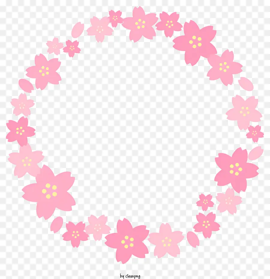 إطار دائرة الزهور，الوردي أزهار الكرز PNG