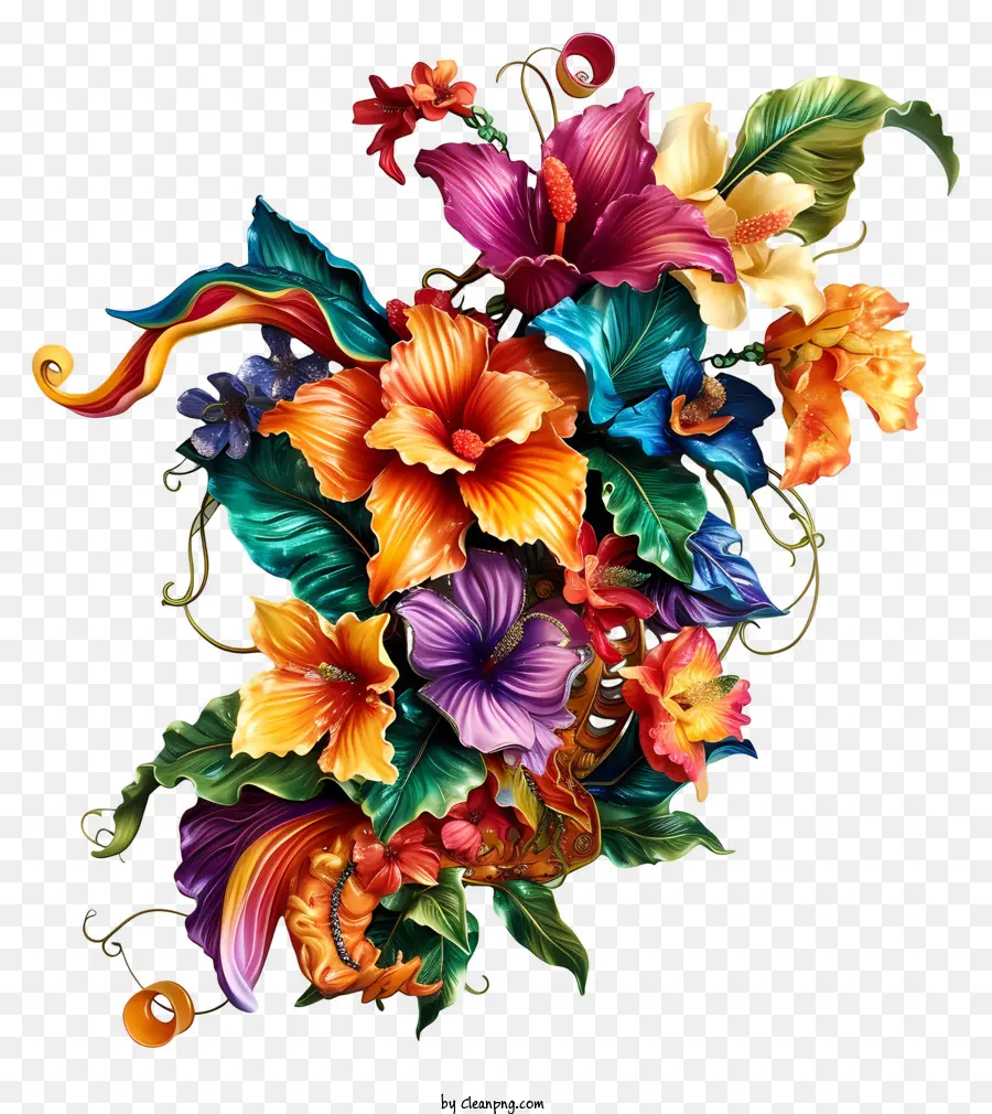 Mardi Gras Flower Art，اللوحة PNG