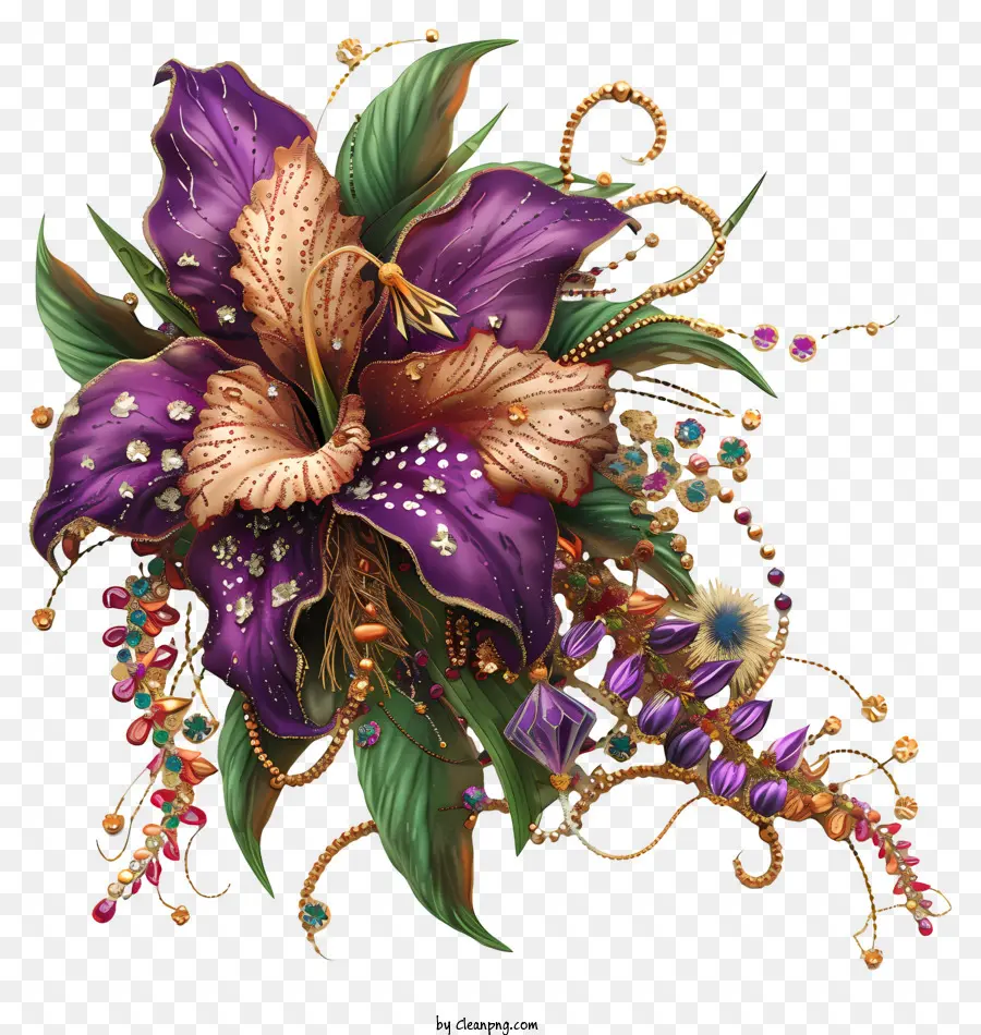 Mardi Gras Flower Art，زهرة جميلة PNG