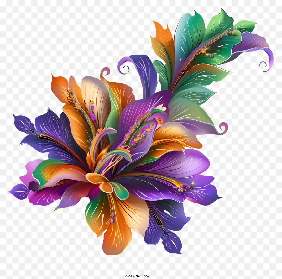 Mardi Gras Flower Art，زهرة PNG