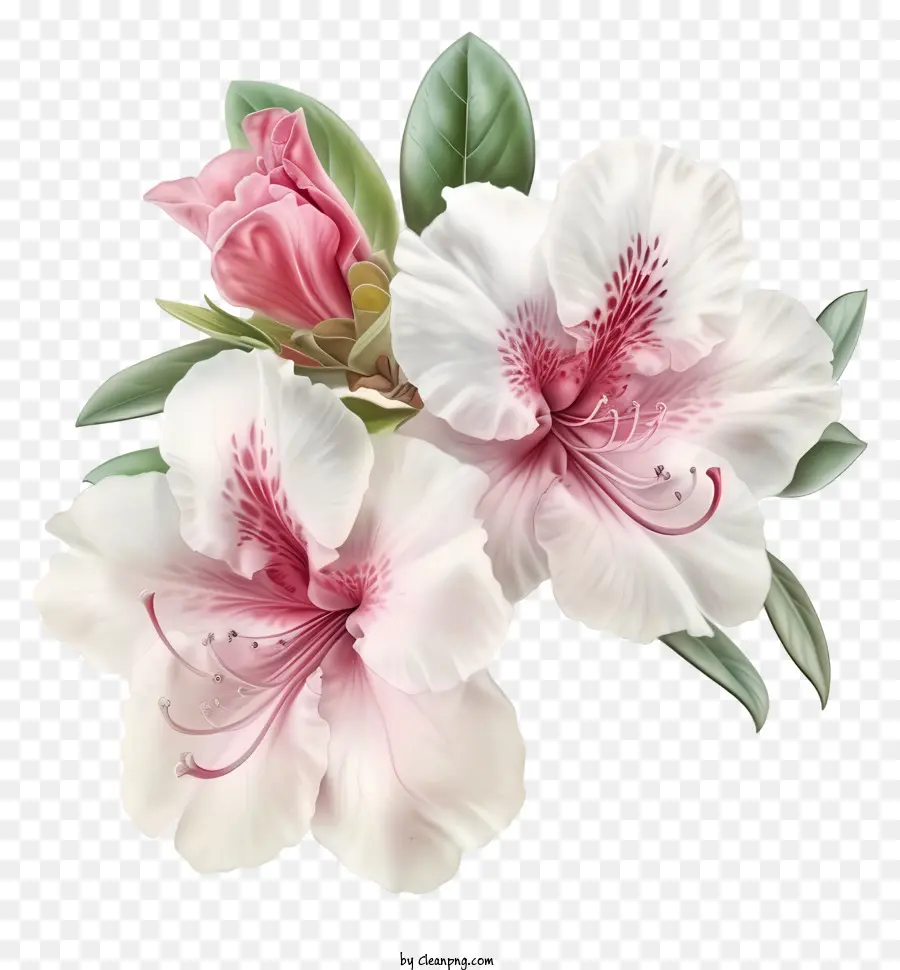 زهرة أزاليا أنيقة واقعية，الورود البيضاء PNG
