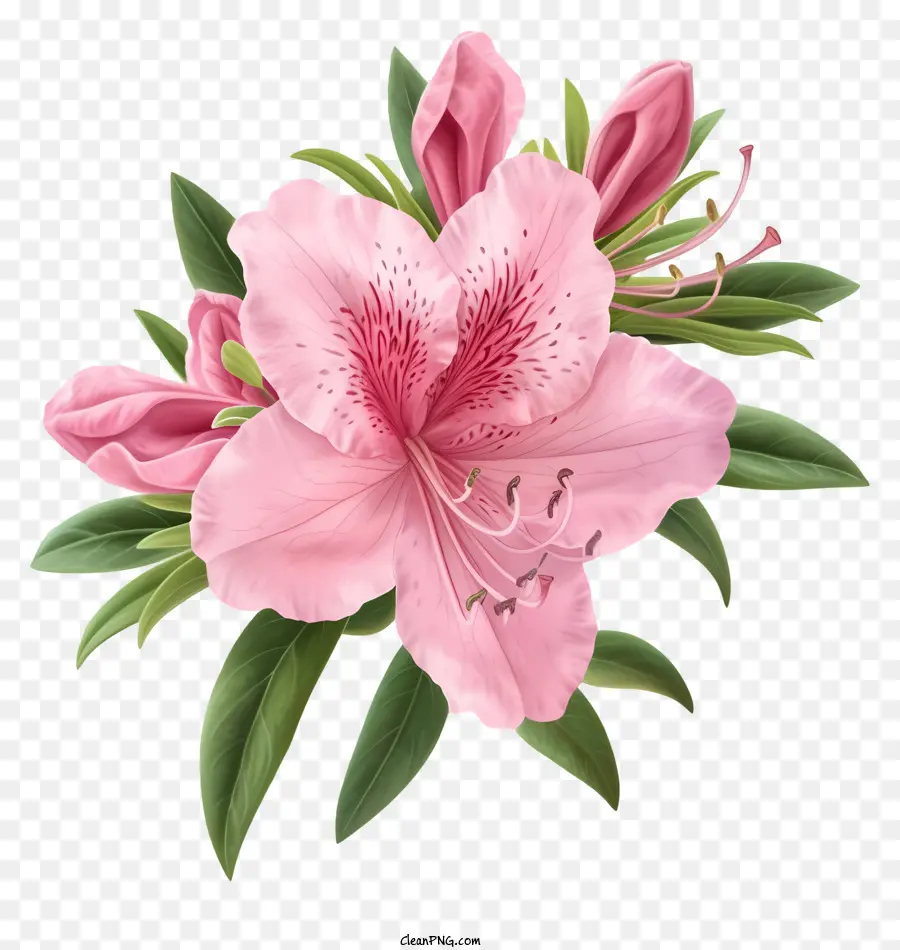 زهرة أزاليا أنيقة واقعية，زهور أزاليا الوردي PNG