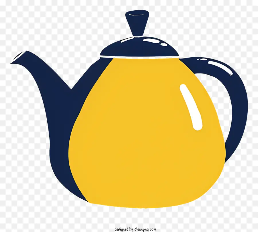 إبريق الشاي，نظام الألوان الأزرق والأصفر PNG
