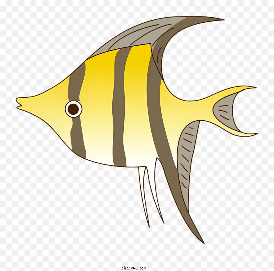 الأسماك，سمكة مخططة صفراء وبيضاء PNG