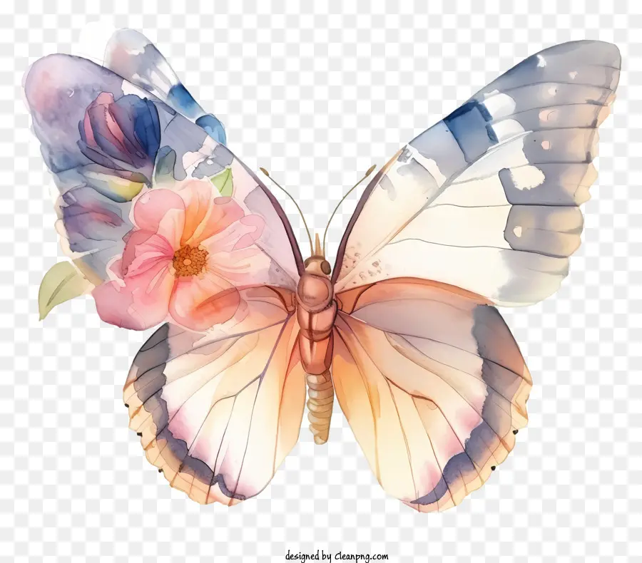 ألوان مائية أنيقة الفراشة，فراشة PNG