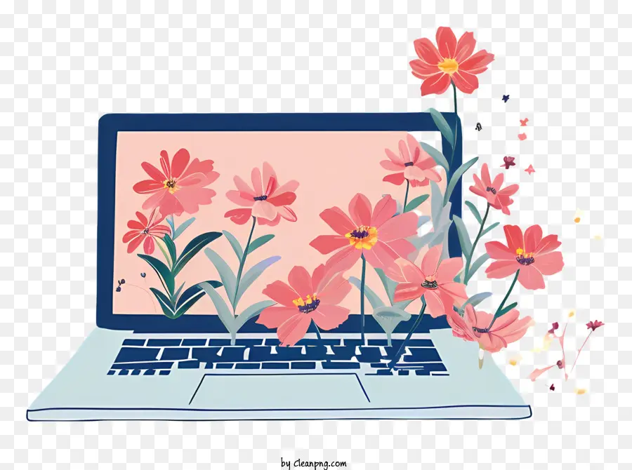 شاشة الكمبيوتر，الزهور الوردية PNG
