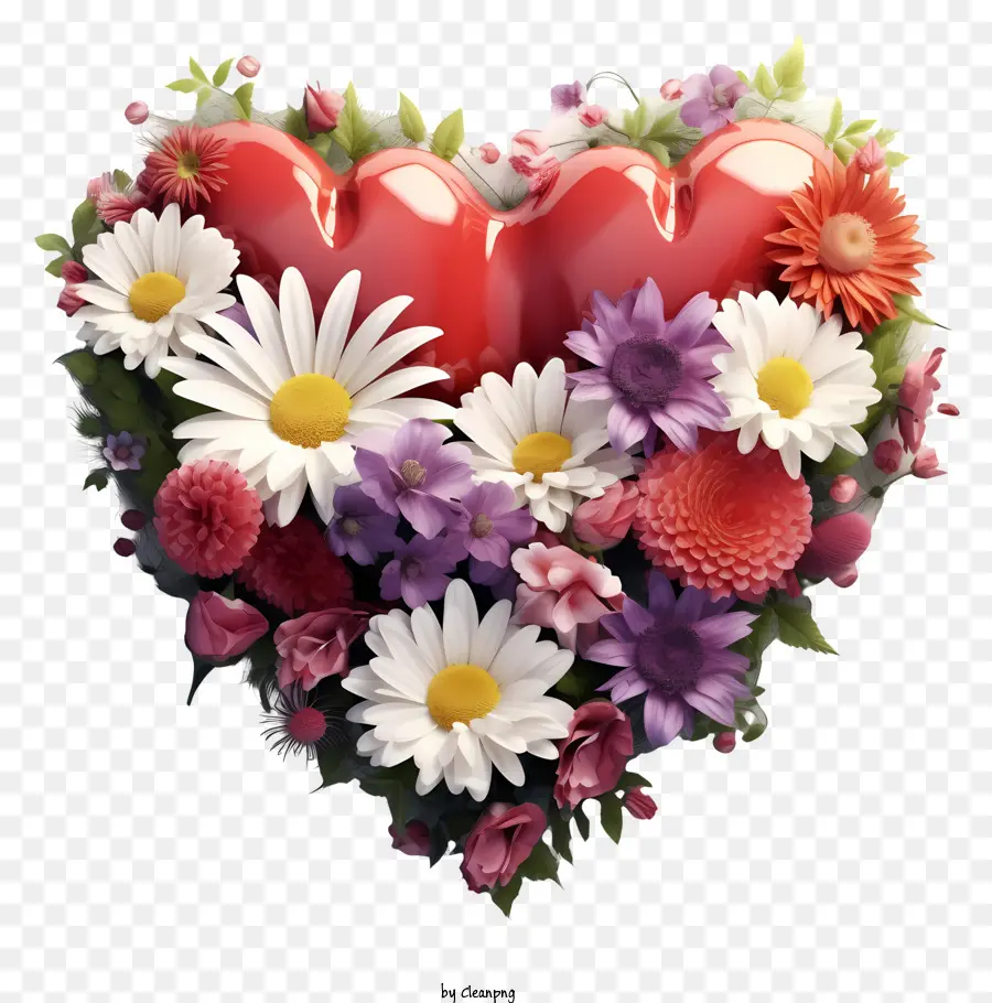 زهور القلب，قلب الأزهار PNG
