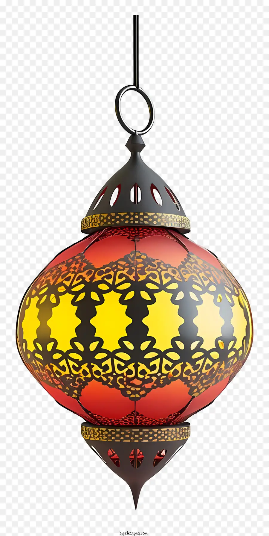 المصباح الإسلامي，ثريا حمراء وصفراء PNG