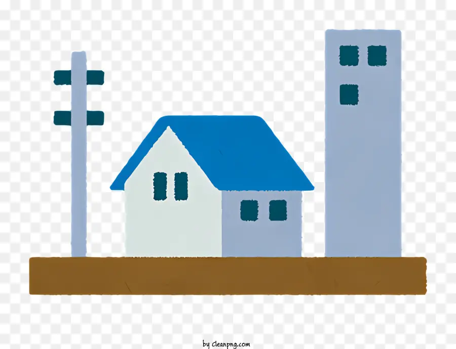 منزل صغير，تقليم أزرق PNG