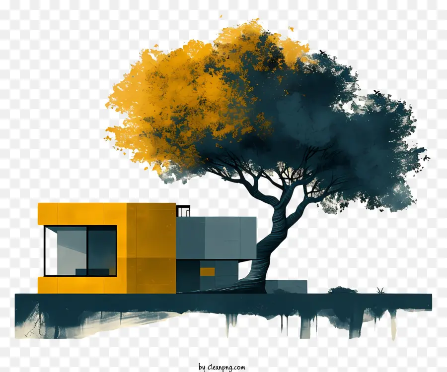شجرة العمارة，منزل صغير PNG