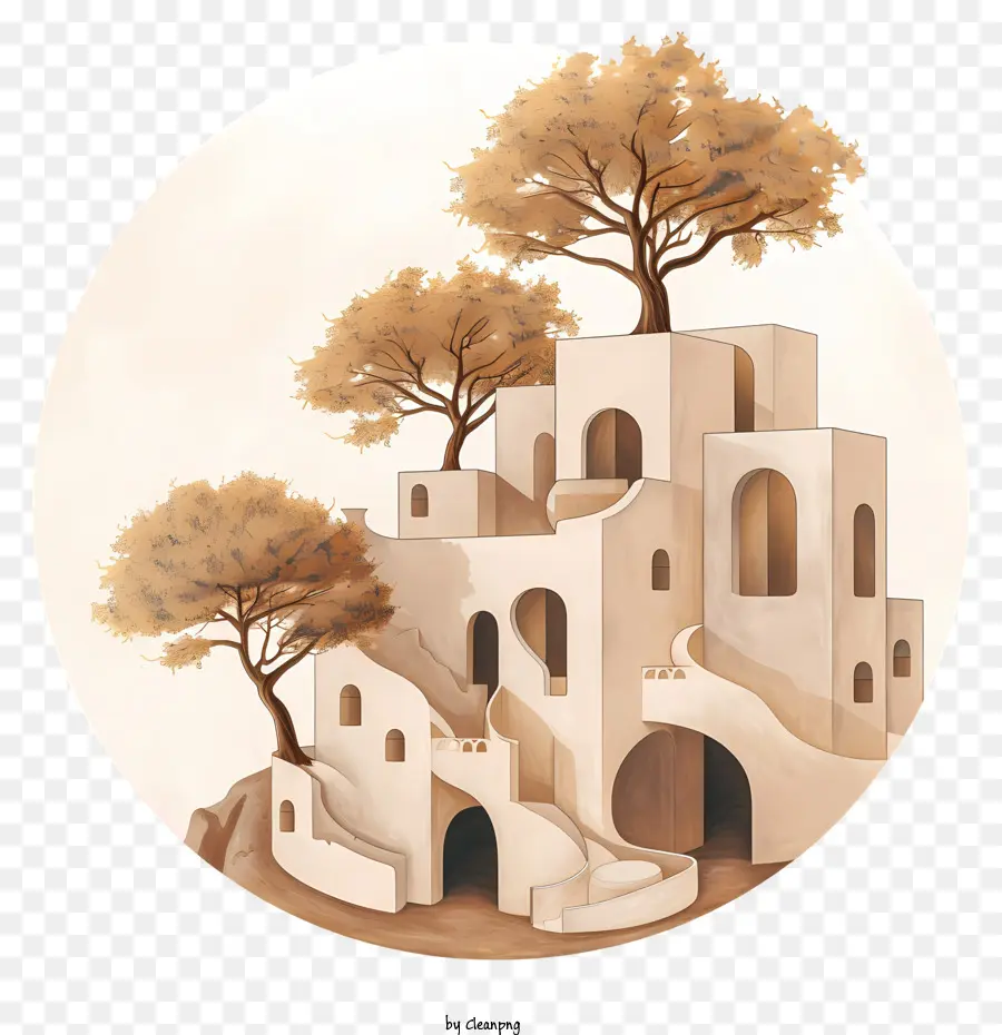 شجرة العمارة，تصميم البيت التجريدي PNG