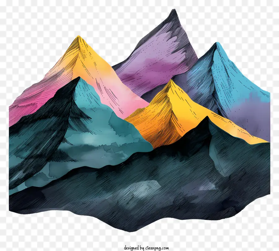 الجبال，المناظر الطبيعية الجبلية الملونة PNG