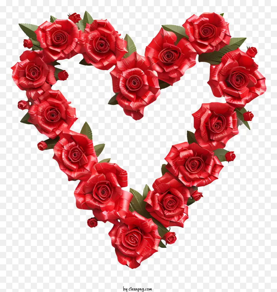قلب الأزهار，الورود الحمراء على شكل قلب PNG