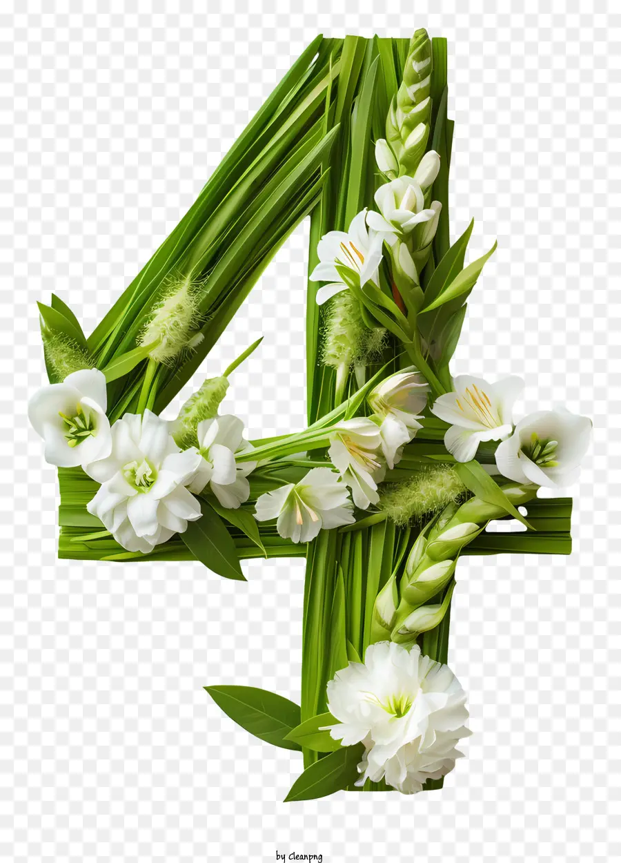 رقم 4 الزهور，إكليل زهرة بيضاء PNG
