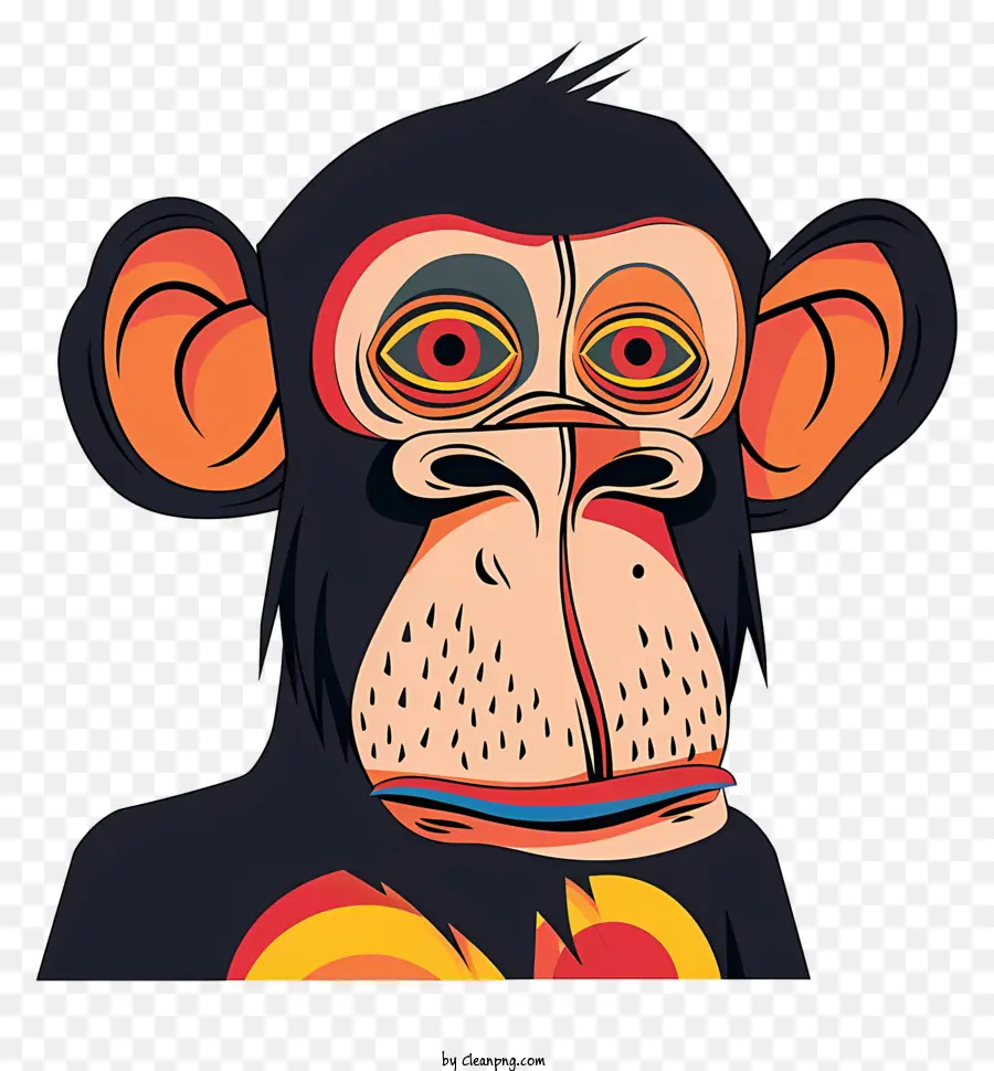 القرد，وجه قرد ملون PNG