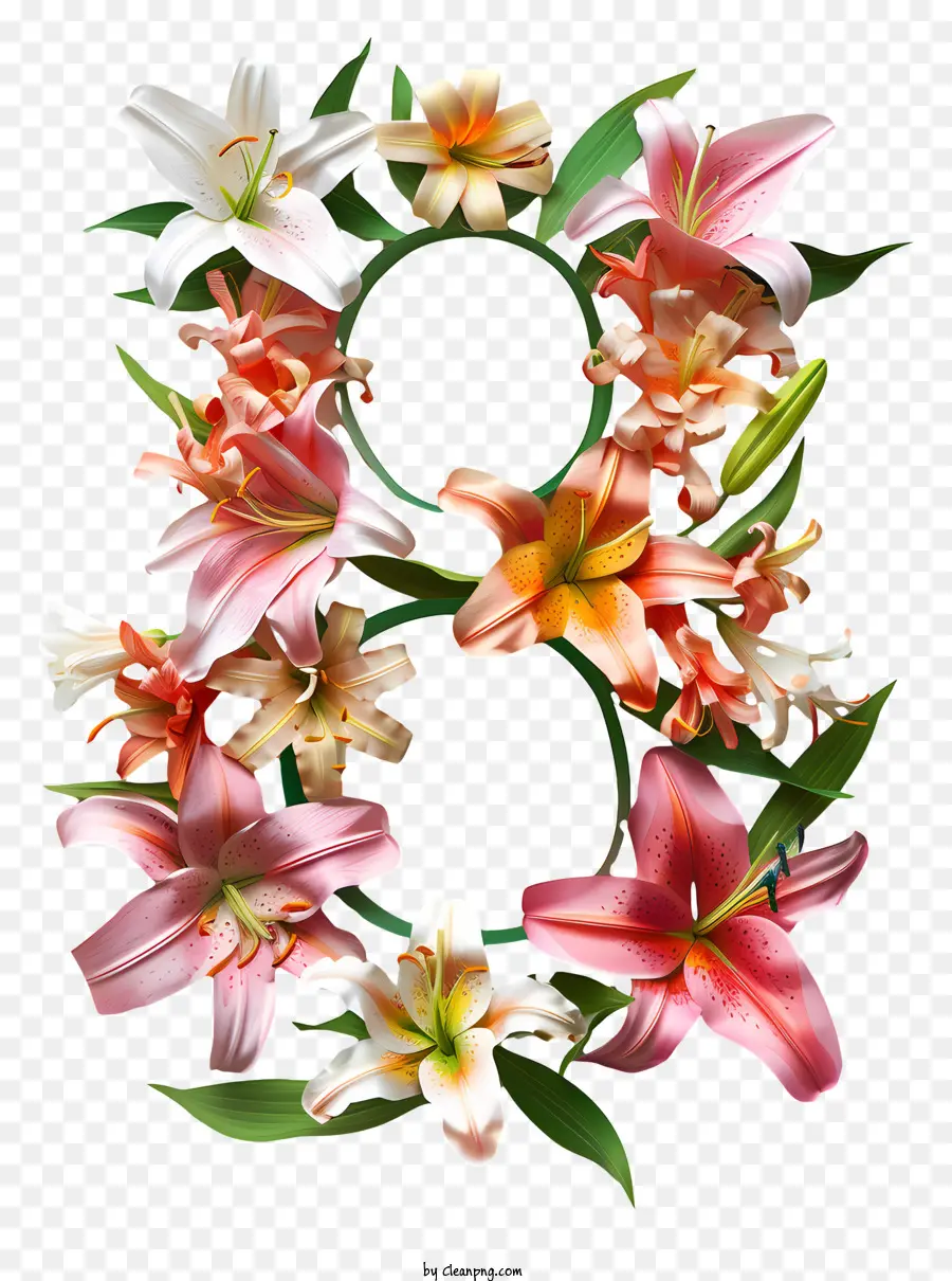 رقم 8 الزهور，رسالة زهرة PNG