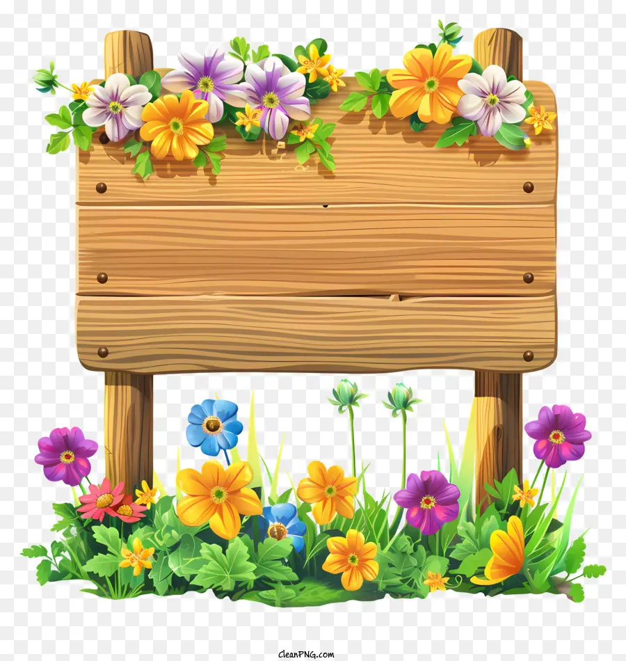 لوحة علامة زهور الربيع，لافتة PNG