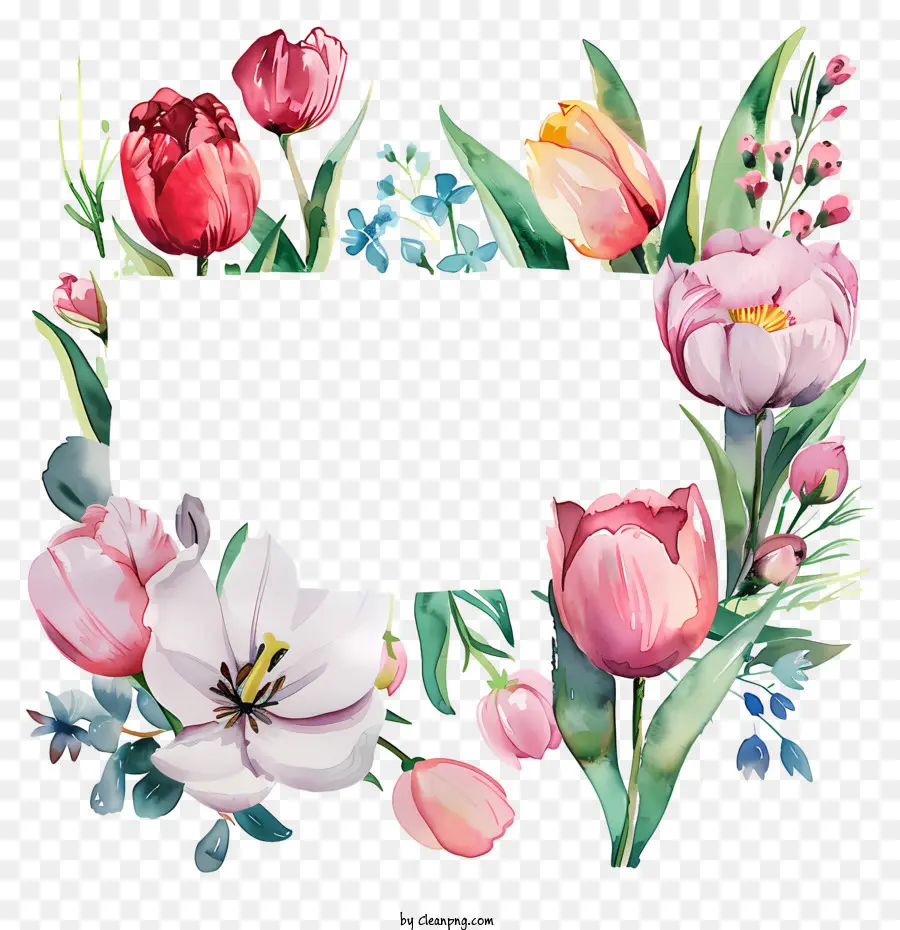 لوحة علامة زهور الربيع，الرسم بالألوان المائية PNG