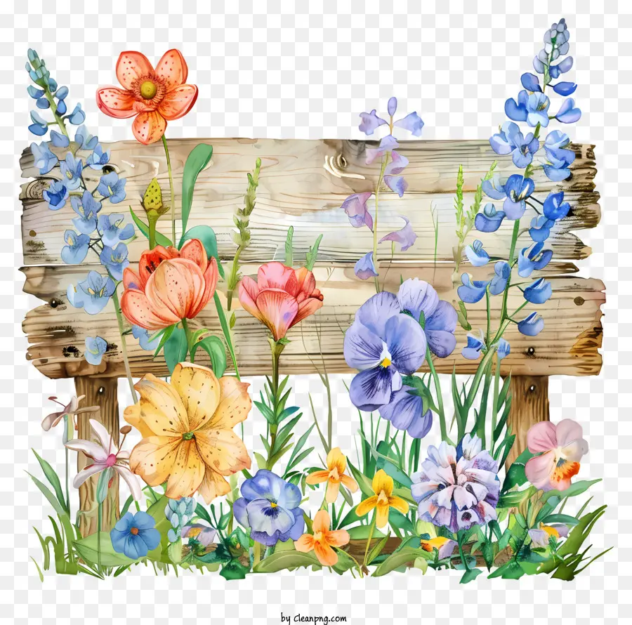 لوحة علامة زهور الربيع，الربيع PNG