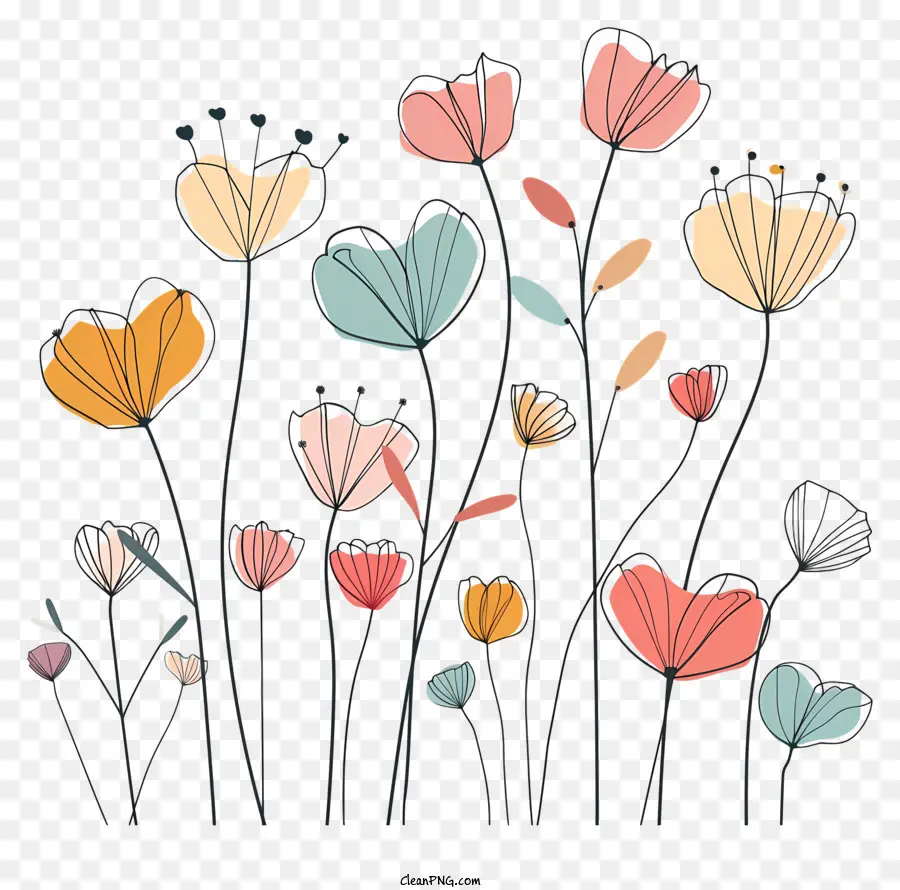 زهور الربيع，الزهور الملونة PNG