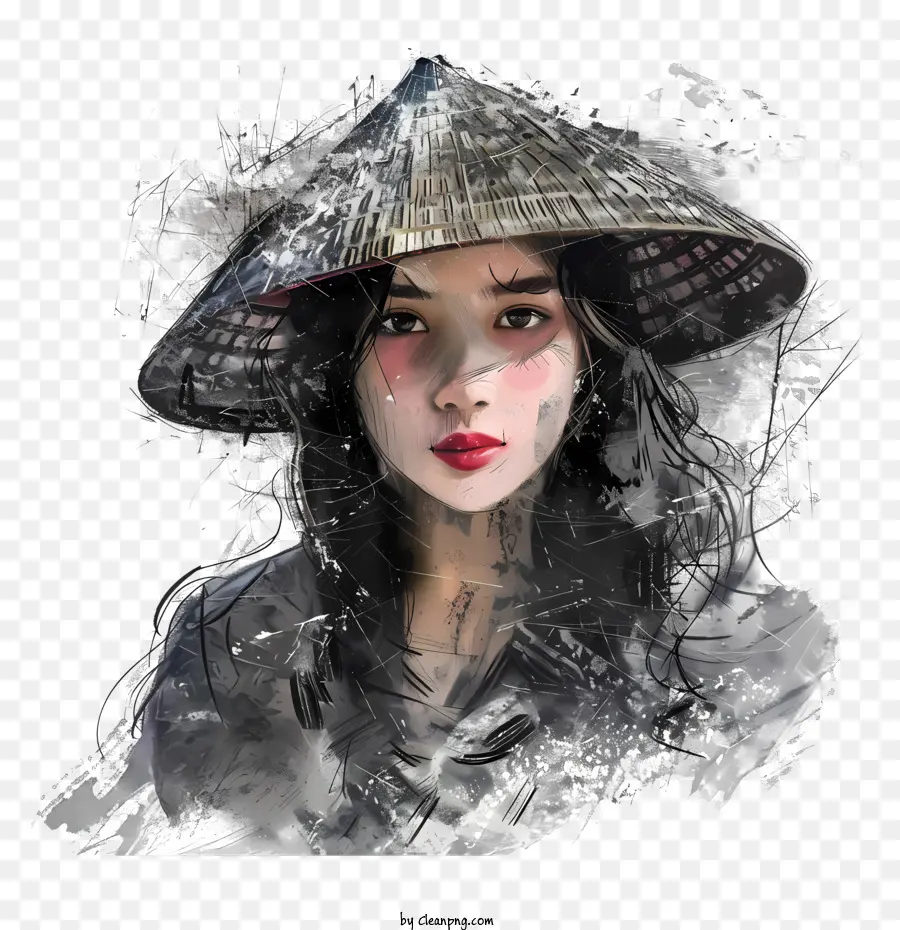 الفتاة الفيتنامية，القبعة الصينية التقليدية PNG