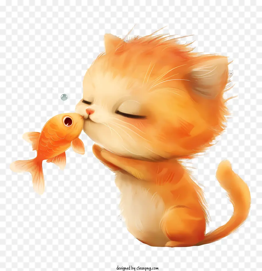 قطة تقبيل الأسماك，هريرة PNG