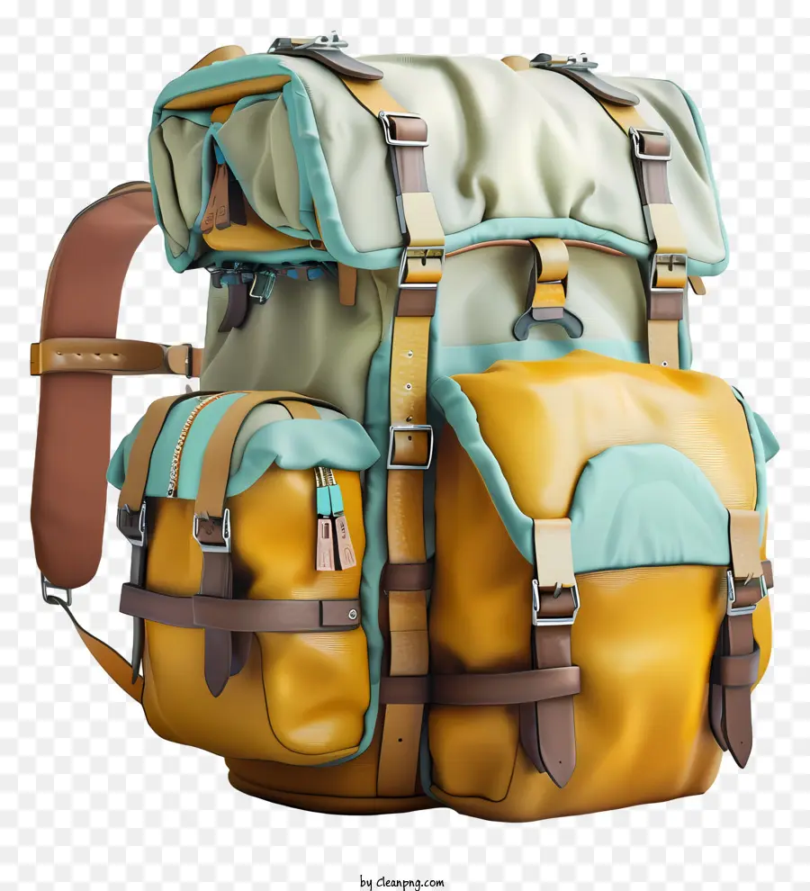 حقيبة الظهر التخييم，حقيبة ظهر صفراء PNG