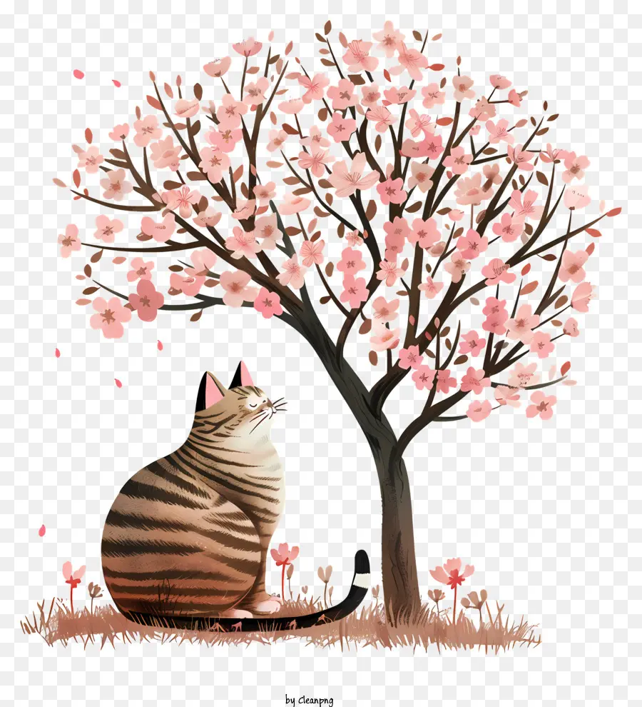 القط تحت شجرة，القط PNG