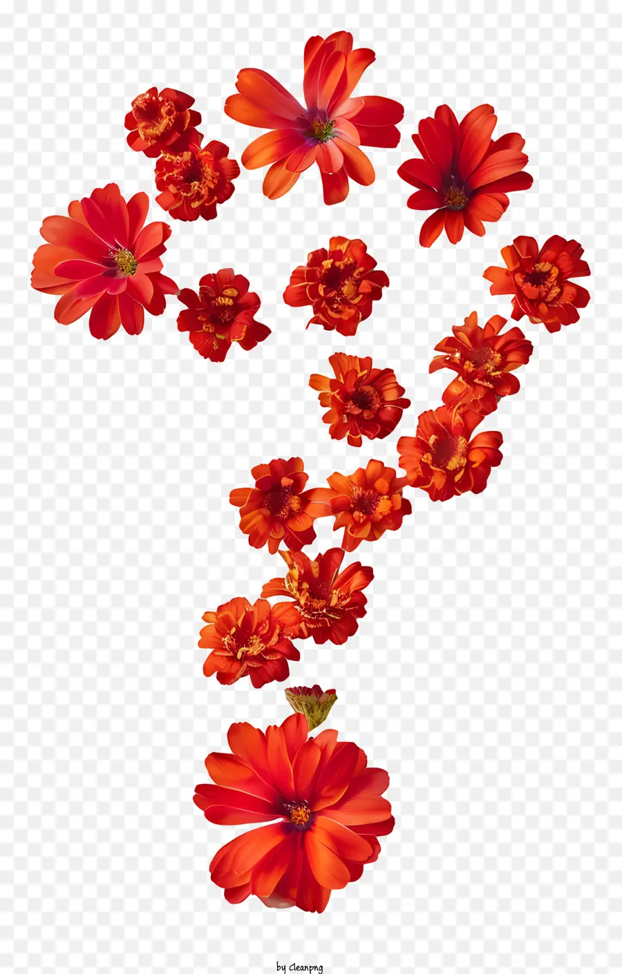 علامة استفهام，الزهور الملونة PNG