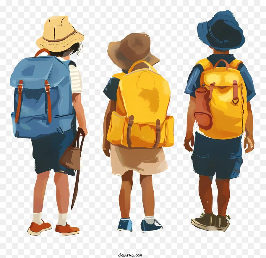 الطلاب مع حقيبة الظهر，الأطفال PNG