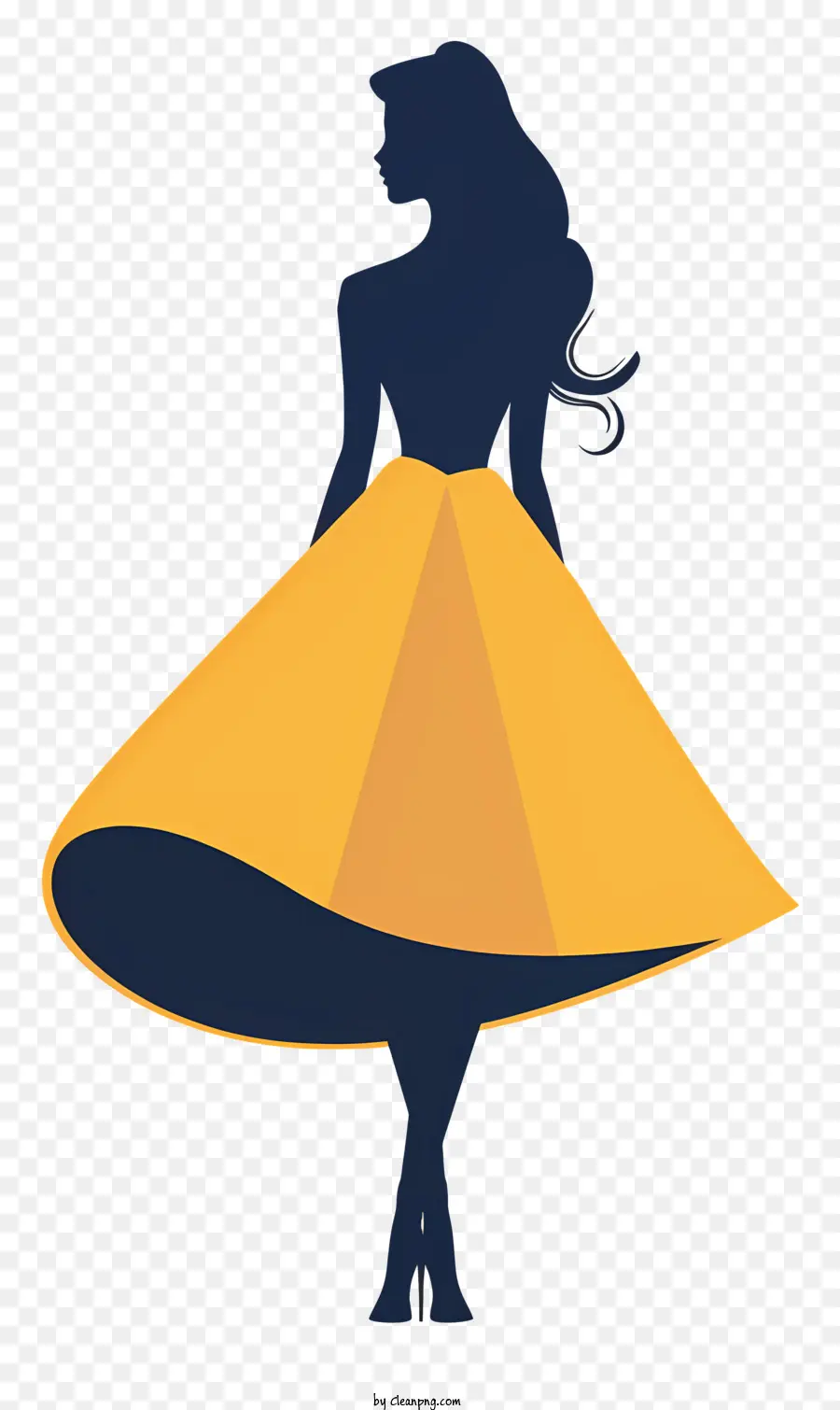 فتاة الموضة，فستان أصفر PNG