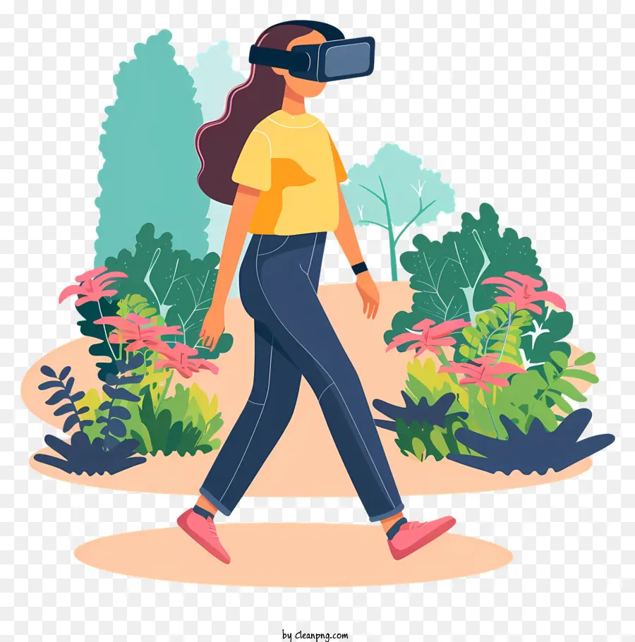 يرتدي سماعة الرأس Vr，امرأة مع سماعة رأس Vr PNG