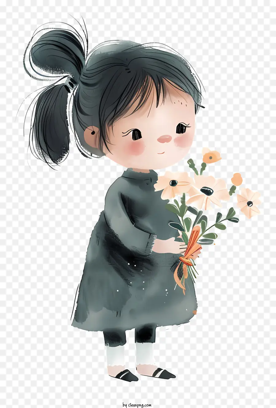 فتاة تحمل الزهور，الفتاة PNG