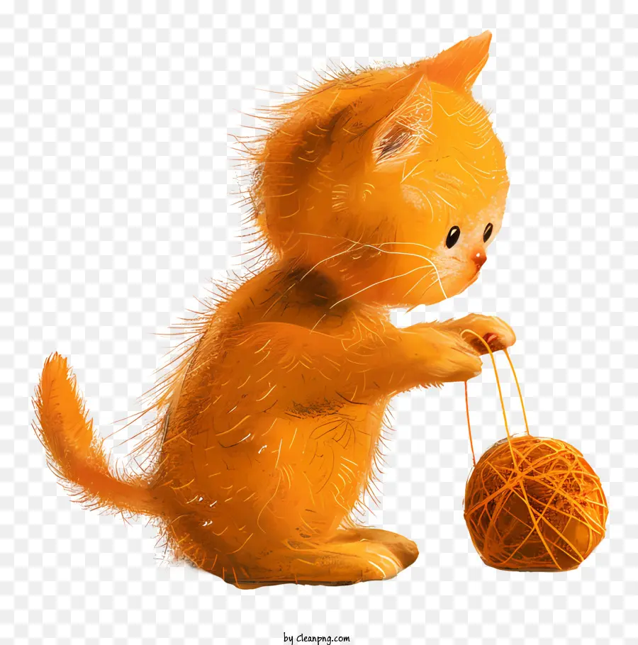 القط يلعب كرة الغزل，هريرة PNG